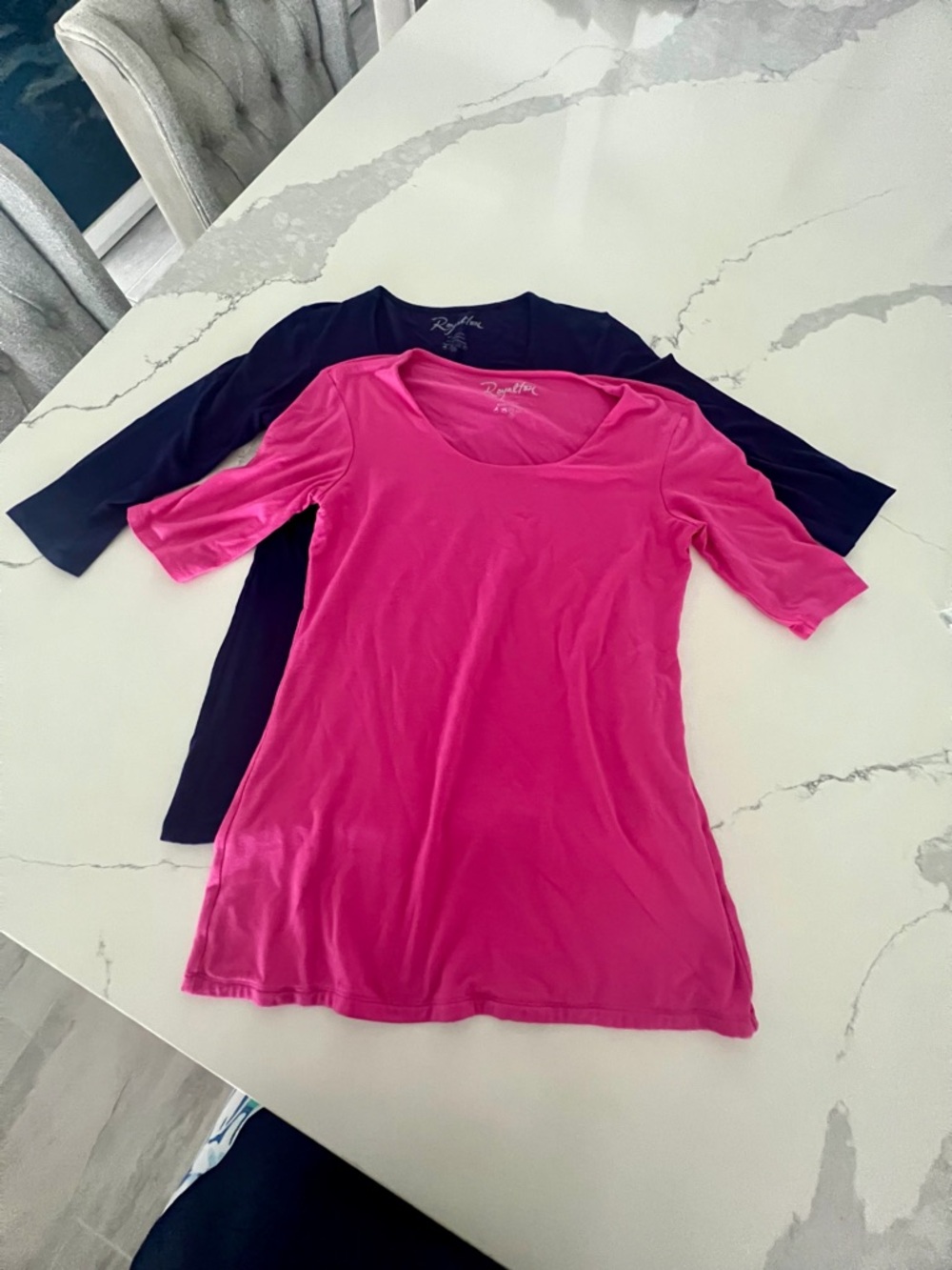 Royalton Women’s Scoop Neck Long Sleeve Tee - Pink & Blue 2 for 1!